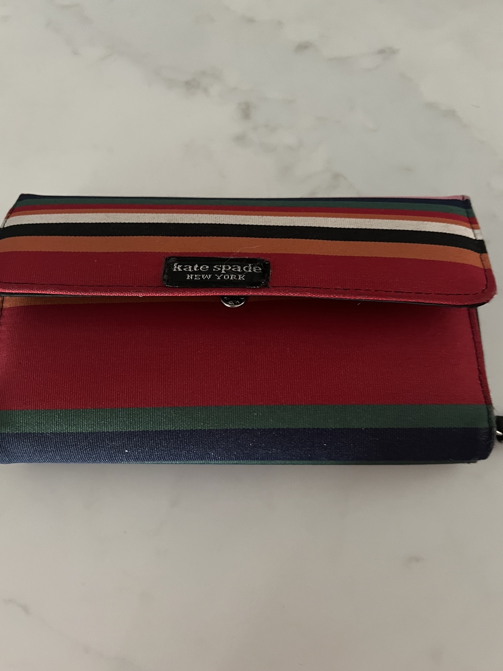 kate spade Red Multistripe Fold Wallet